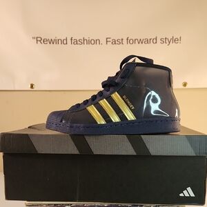 Adidas Kids' Blue and Gold High-Top Sneakers